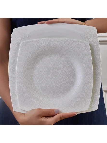 Karaca Fine Pearl Helen 62 Parça 12 Kişilik Beyaz Porselen Kare Tabaklı Şık Yemek Takımı - 8