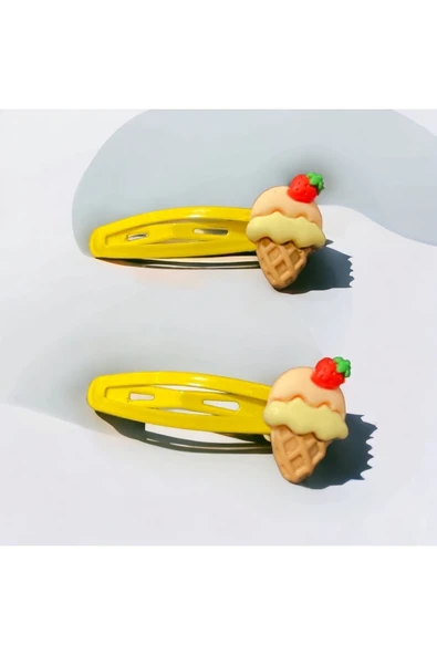 BATU GİYİM ÇITÇIT TOKA SETİ KIZ ÇOCUK DONDURMA FİGÜRLÜ - 4