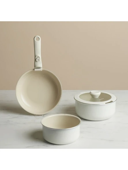 KARACA Refika Swiss Crystal Almond Cream Easy Clip 5 Parça Indüksiyon Tabanlı Tencere Seti - 4