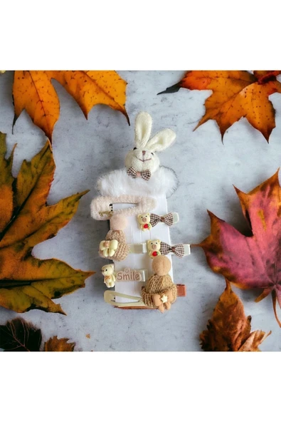 BATU GİYİM Kız Bebek Ve Kız Çocuk Toka Seti Peluş Figürlü - 7