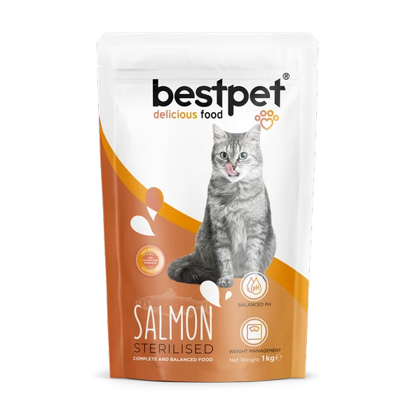 Bestpet Yetişkin Kısırlaştırılmış Kediler İçin Somonlu Kuru Mama 1 kg