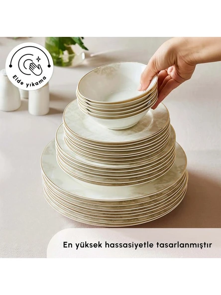 KARACA Bone Collection Siena 53 Parça 12 Kişilik Yemek Takımı Gold - 7