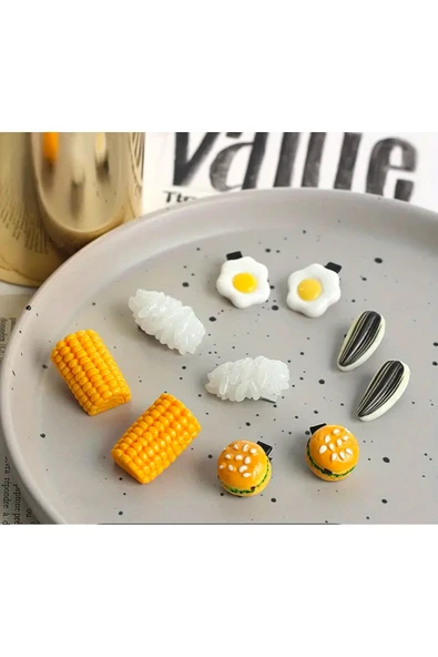 Batu Çekirdek mısır pirinç hamburger yumurta desenli toka - Resim 3