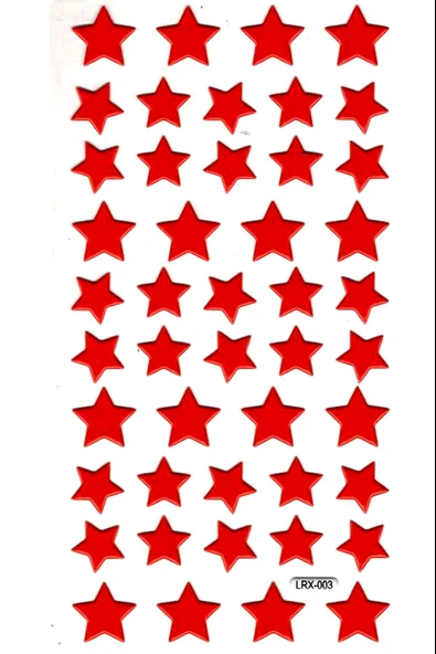 Sticker Kabartmalı Stiker Çıkartma Etiket (LRX003)-18x9 cm- Kırmızı Yıldızlar - Resim 2