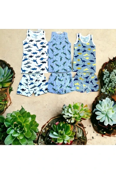 BATU GİYİM Erkek Çocuk Atlet Boxer Iç Çamaşır Takım 6 Parça - 5