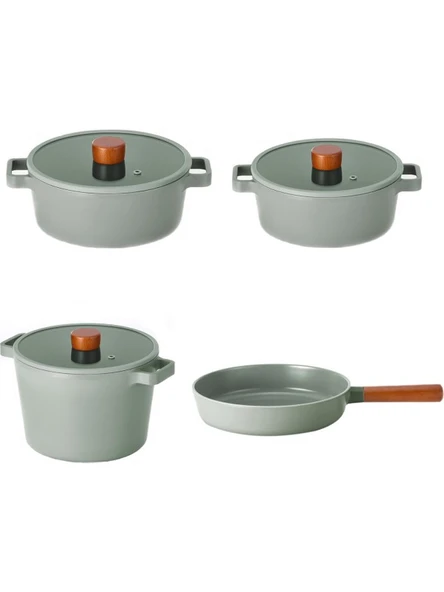 Neoflam Fika Gri 7 Parça Tencere ve Tava Seti