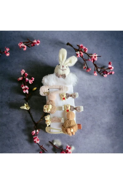 BATU GİYİM Kız Bebek Ve Kız Çocuk Toka Seti Peluş Figürlü - 9