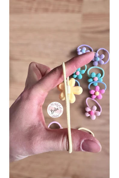 BATU GİYİM çiçek desenli lastik toka seti - 3