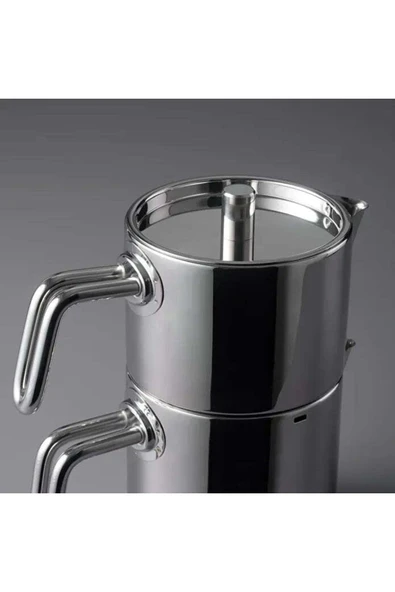 Jumbo Metalix 14 Parça Çelik Çeyiz Seti (Metalix Çelik Tencere Seti-Metalix Çaydanlık-3'lü Cezve) - 3