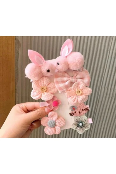 Batu tavşan figürlü peluş toka seti - 3