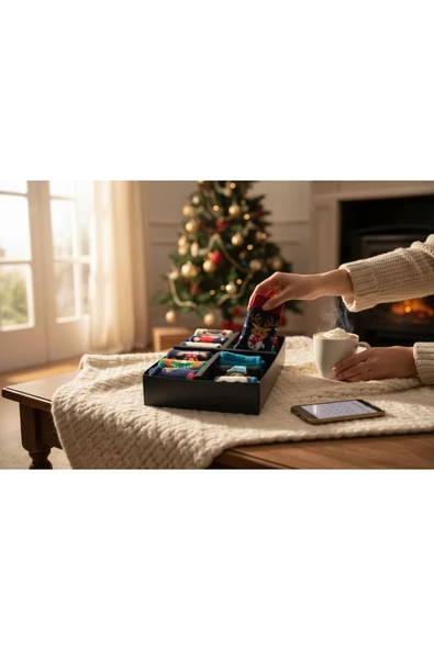 BATU GİYİM Kutulu Çocuk Yılbaşı Havlu Çorap Seti - 4