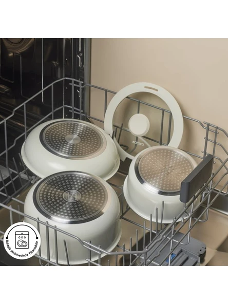 KARACA  Refika Swiss Crystal Almond Cream Easy Clip 5 Parça Indüksiyon Tabanlı Tencere Seti