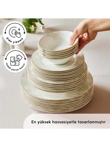 KARACA Bone Collection Siena 53 Parça 12 Kişilik Yemek Takımı Gold - 2