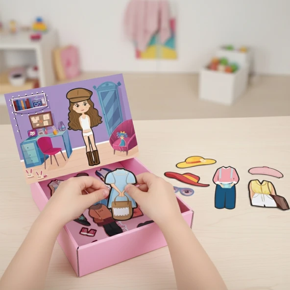 MAGNETLİ MİNİ FASHİONİSTA MODA KUTU OYUNU - Resim 2
