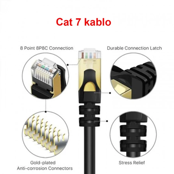 Cat 7 patch ethernet Kablosu cat7 rj45 internet Kablo 50cm - Resim 4