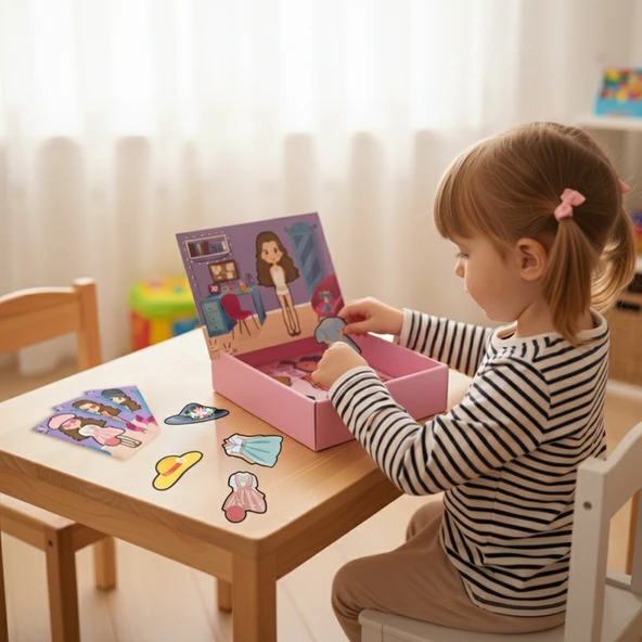 MAGNETLİ MİNİ FASHİONİSTA MODA KUTU OYUNU - Resim 3