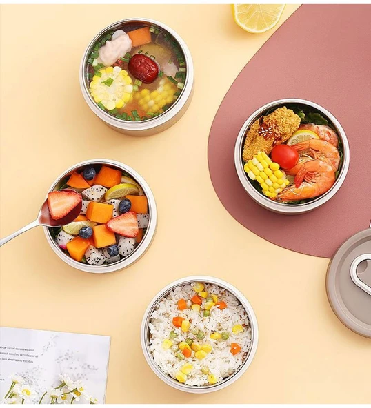 304 Çelik 430 ml Yemek Mama Saklama Termosu Sefer Tası - Resim 4