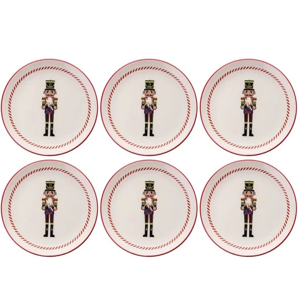 YILBAŞI SERVİS TABAĞI FINDIKKIRAN KURŞUN ASKER  27CM 6LI SET - Resim 2