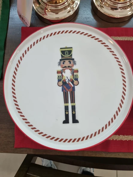 YILBAŞI SERVİS TABAĞI FINDIKKIRAN KURŞUN ASKER  27CM 6LI SET - Resim 3