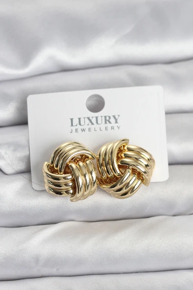 Pirinç Sarmal Gold Renk Kadın Küpe - TJ-BKP11348