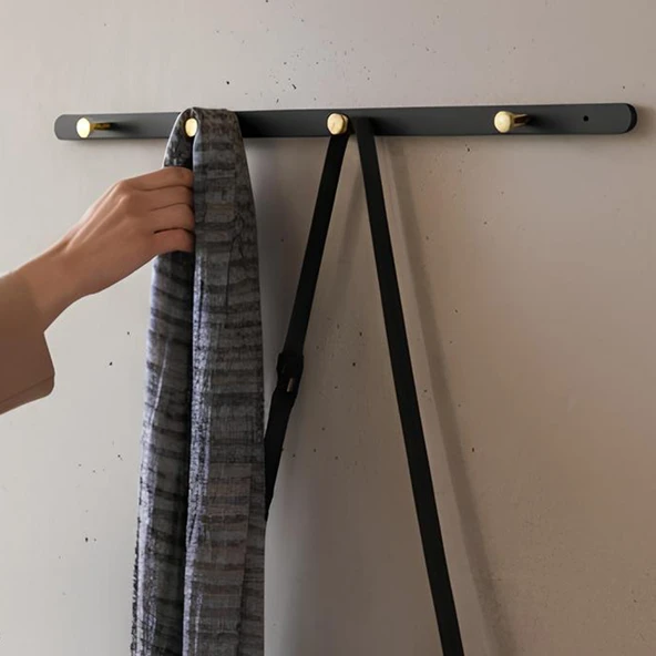 Metal Siyah Gold 4'lü Birleşik Portmanto Vestiyer Anahtarlık Askısı Duvar Monteli Vidalı Elbise Asma - Resim 6