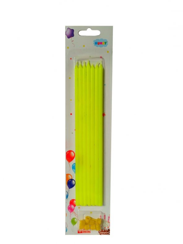 Sarı Uzun Pasta Mumu 20 cm