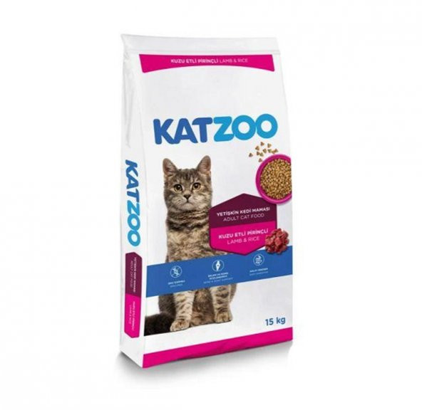 Katzoo Kuzu Etli Pirinçli Yetişkin Kedi Maması 15 KG