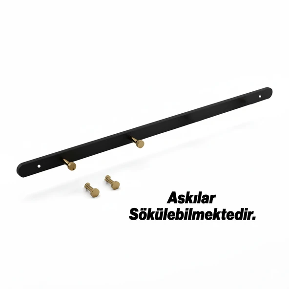 Metal Siyah Gold 4'lü Birleşik Portmanto Vestiyer Anahtarlık Askısı Duvar Monteli Vidalı Elbise Asma - Resim 4
