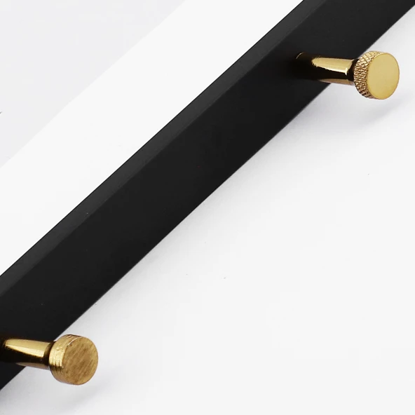 Metal Siyah Gold 4'lü Birleşik Portmanto Vestiyer Anahtarlık Askısı Duvar Monteli Vidalı Elbise Asma - Resim 7