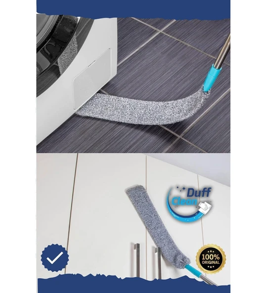 Mikrofiber Başlıklı Girintili Yüzey Dip Köşe Raf Temizleme Mopu Toz Alma Fırçası - Resim 3