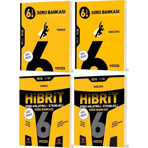 2026 6. Sınıf Türkçe + Ingilizce Soru + Hibrit - Konu Seti 4 Kitap