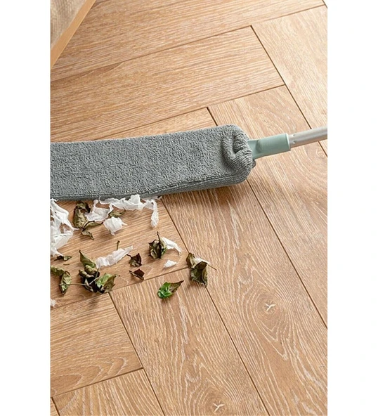 Mikrofiber Başlıklı Girintili Yüzey Dip Köşe Raf Temizleme Mopu Toz Alma Fırçası - Resim 2