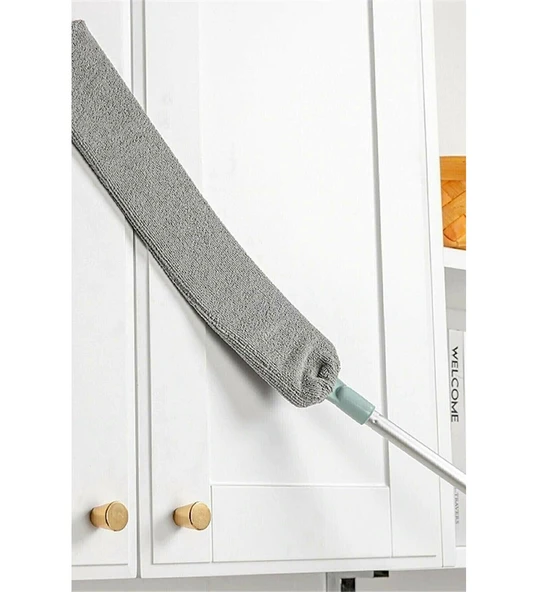 Mikrofiber Başlıklı Girintili Yüzey Dip Köşe Raf Temizleme Mopu Toz Alma Fırçası ürün görseli 1