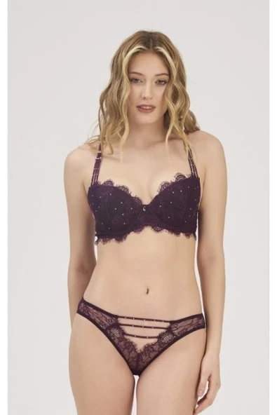 Moonlight 326 Destekli Taşlı Dantelli Sütyen Külot Takım ürün görseli 1