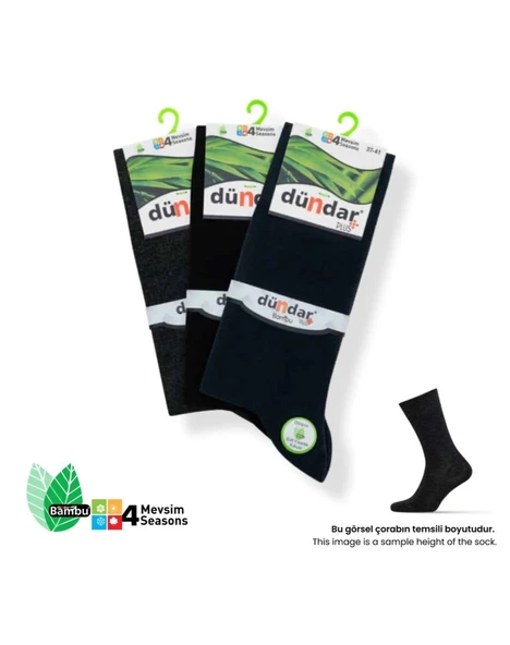 DÜNDAR PLUS 4780 ERKEK BAMBU 4 MEVSİM ÇORAP 6 ADET - Resim 2