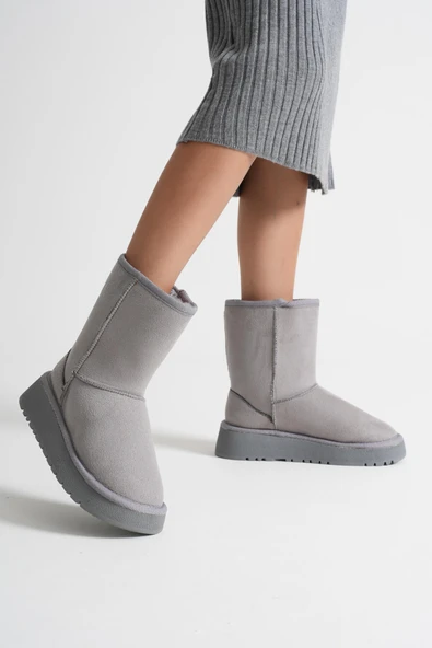 Asina Kadın Gri Kışlık Kürklü Bot - Resim 2