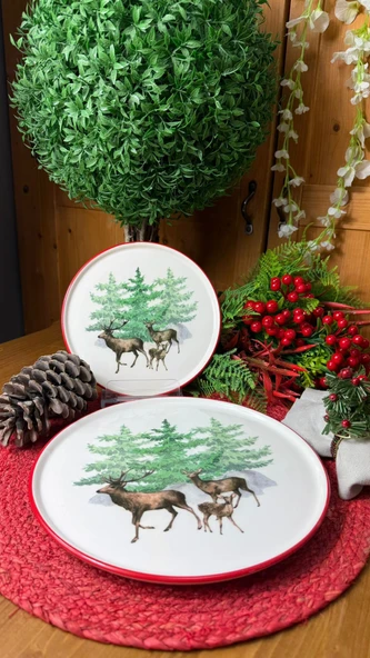 YILBAŞI PASTA TABAĞI DEER 21 CM 6 LI SET - Resim 2