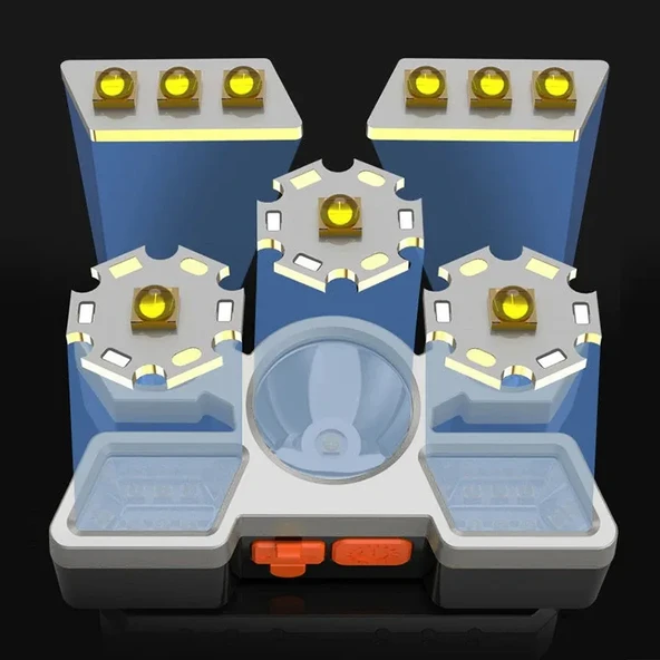 212 Model Şarjlı 5 Led 4 Modlu Cob Led Avcı Balıkçı Kamp Süper Kafa Lambası - 3