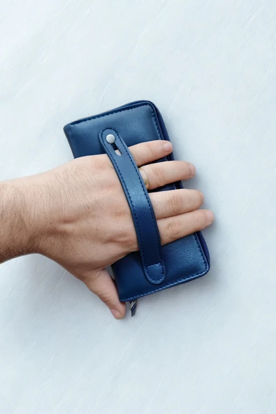 İsim Baskılı Telefon Bölmeli Cüzdan Fermuarlı Ve El Bantlı Büyük Paraportföy El Çantası Unisex ürün görseli