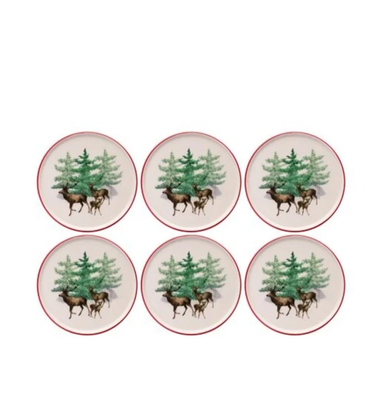 YILBAŞI PASTA TABAĞI DEER 21 CM 6 LI SET - Resim 3