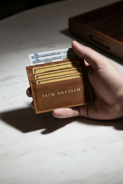 İsim Baskılı Hakiki Deri Kartlık & Cüzdan | 6 Kart Kapasiteli Crazy Camel ürün görseli 1