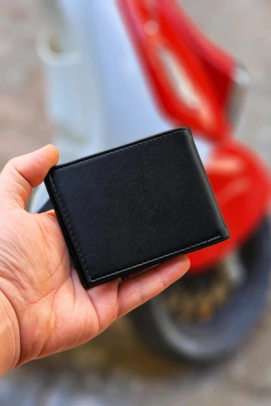 Vegan Deri İsme Özel Baskılı Erkek Cüzdanı - 12 Kartlık ve Geniş Para Bölmeli Lüks Tasarım Siyah - Resim 6