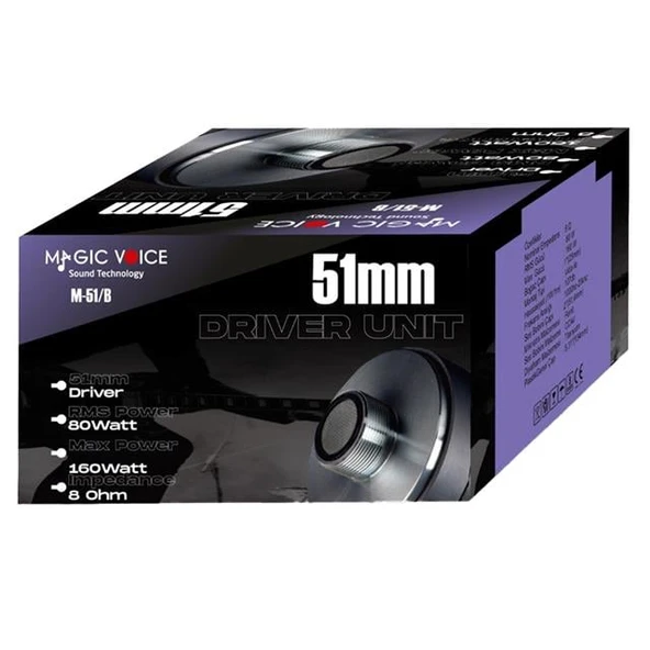 Magicvoice M-51/B 80W RMS 8 Ohm 51Mm Profesyonel Hoparlör Tweeter Driver Ünitesi - Resim 4