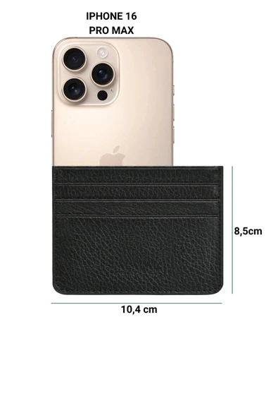 Hakiki Deri Kartlık Klasik Ultra Ince Unisex Siyah Kırmız Kenar Boyamalı Kartlık - Resim 7