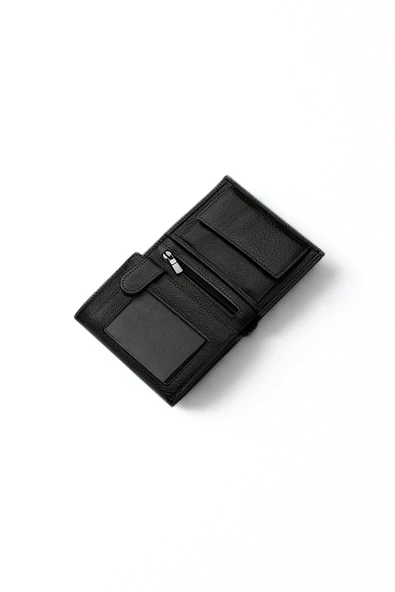 HAKİKİ DERİ DİK CÜZDAN Fermuarlı Bozuk Para Gözlü İsim Baskılı - Resim 6