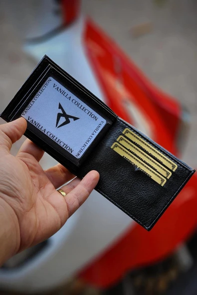 Vegan Deri İsme Özel Baskılı Erkek Cüzdanı - 12 Kartlık ve Geniş Para Bölmeli Lüks Tasarım Siyah - Resim 4