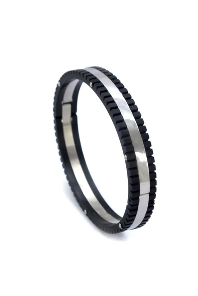 316L Çelik Kelepçe ve Oniks Doğal Taş Erkek Bileklik Kombini KMB-131 - Resim 2