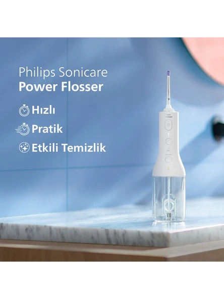 Philips HX3826/31 Sonicare Power Flosser 3000 Ağız Duşu Kablosuz - Beyaz - Resim 5