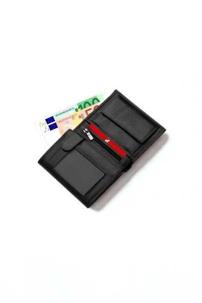 HAKİKİ DERİ DİK CÜZDAN Fermuarlı Bozuk Para Gözlü İsim Baskılı - Resim 4