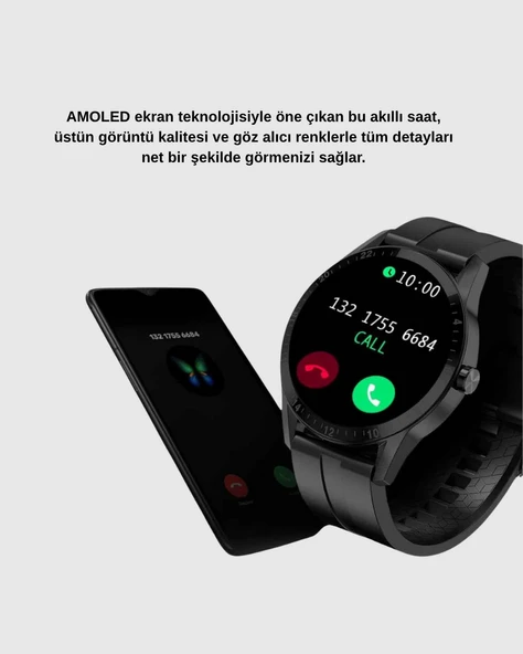 AMOLED Ekranlı Akıllı Saat – 3 Kordon Seçenekli, Suya Dayanıklı, Kalp Atış ve Uyku Takip Özellikli - Resim 3